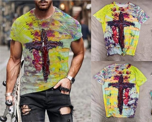 2021 Summer New Mens Oversized Vintage Short Sleeve T Shirts Harajuku Ethnic Printed O Collared Tshirts Camisetas Hombre Verano