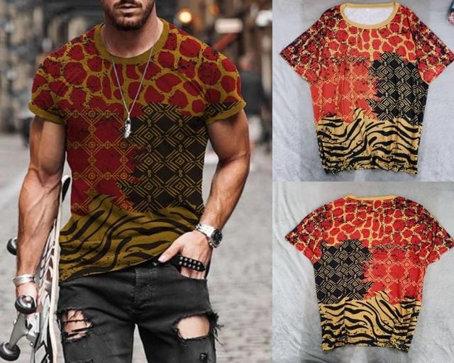 2021 Summer New Mens Oversized Vintage Short Sleeve T Shirts Harajuku Ethnic Printed O Collared Tshirts Camisetas Hombre Verano