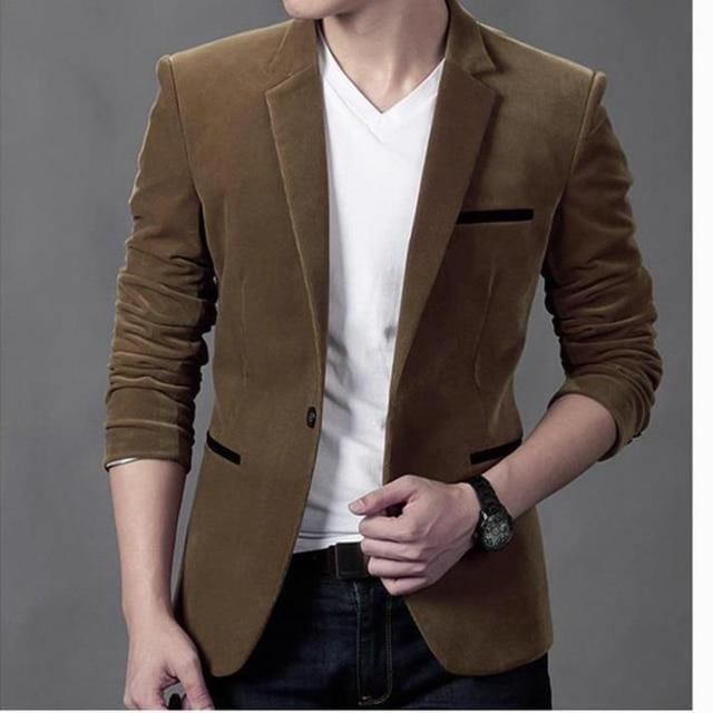 AIOPESON 2020 New Brand Men's Suit Jackets Solid Slim Fit Single Button Dress Suits Men Fashion Casual Corduroy Blazer Men