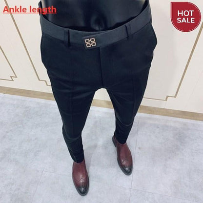 Spring 2021 New Men's Suit Pants Fashion Business Casual Slim Dress Pants Men's Street Wear Social Formal Pantalon Clothing