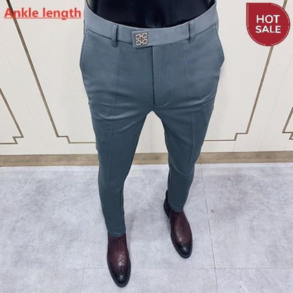Spring 2021 New Men's Suit Pants Fashion Business Casual Slim Dress Pants Men's Street Wear Social Formal Pantalon Clothing