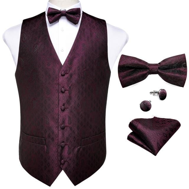 Vests For Men Slim Fit Mens Wedding Suit Vest Casual Sleeveless Formal Business Male Waistcoat Hanky Necktie Bow Tie Set DiBanGu