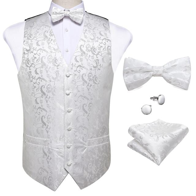 Vests For Men Slim Fit Mens Wedding Suit Vest Casual Sleeveless Formal Business Male Waistcoat Hanky Necktie Bow Tie Set DiBanGu