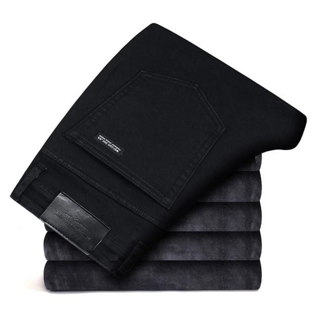Winter New Men Warm Slim Jeans Elasticity Skinny Black Jeans Fashion Casual Thick Denim Pants Trousers Male Brand Clothes
