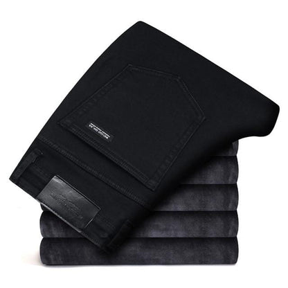 Winter New Men Warm Slim Jeans Elasticity Skinny Black Jeans Fashion Casual Thick Denim Pants Trousers Male Brand Clothes