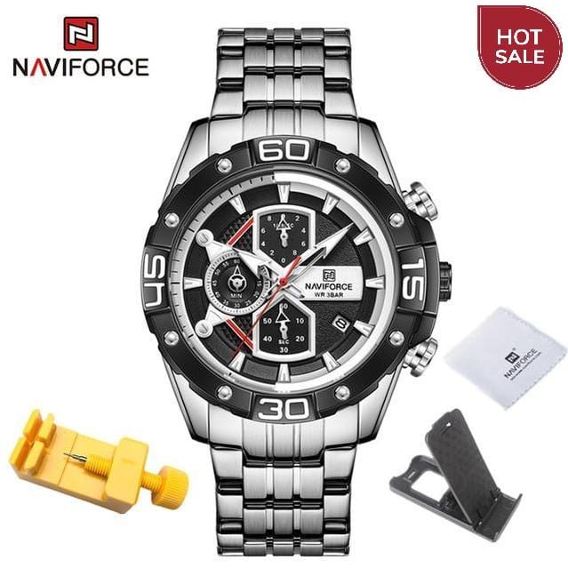 NAVIFORCE Sport Watches for Men Luxury Brand Blue Military Genuine Leather Wrist Watch Man Clock Fashion Chronograph Wristwatch