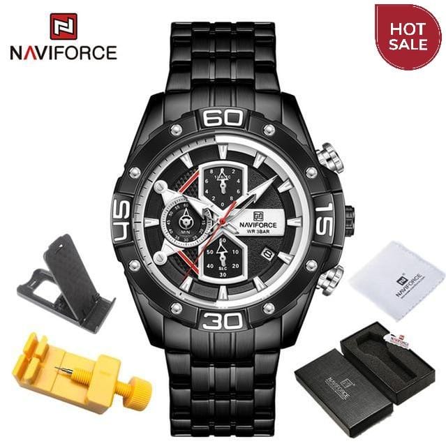 NAVIFORCE Sport Watches for Men Luxury Brand Blue Military Genuine Leather Wrist Watch Man Clock Fashion Chronograph Wristwatch