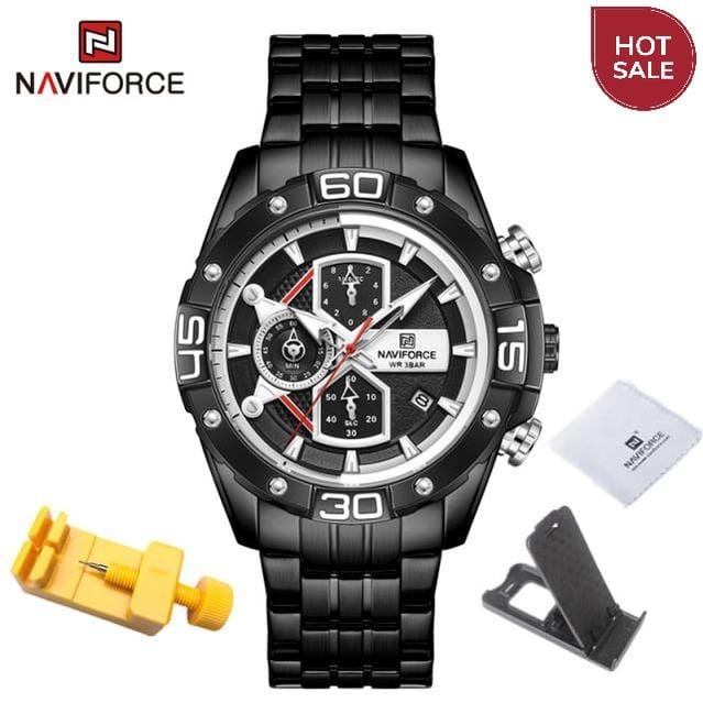 NAVIFORCE Sport Watches for Men Luxury Brand Blue Military Genuine Leather Wrist Watch Man Clock Fashion Chronograph Wristwatch