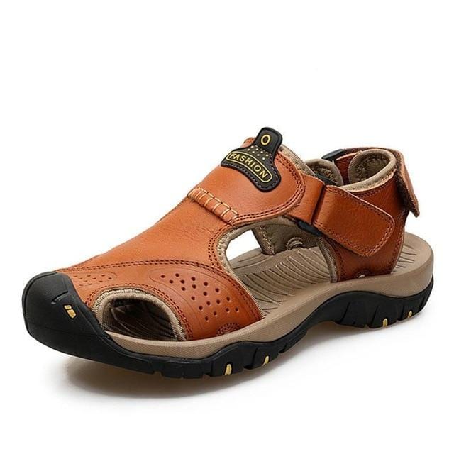 Vancat 2019 New Big Size Genuine Leather Cowhide Men Sandals Summer Quality Beach Slippers Casual Sneakers Outdoor Beach Shoes