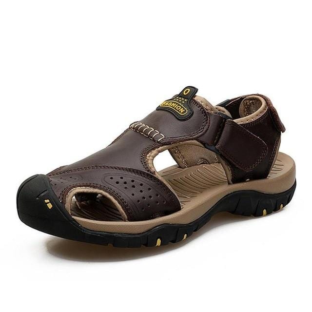 Vancat 2019 New Big Size Genuine Leather Cowhide Men Sandals Summer Quality Beach Slippers Casual Sneakers Outdoor Beach Shoes