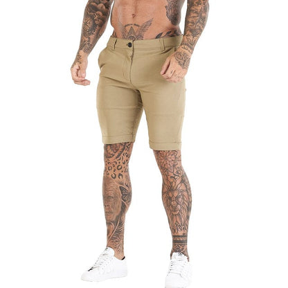 Men's Shorts Homme Summer Elastic Waist Plaid Short Skinny Fit Fashion Brand Fitness Shorts for Men Casual Stretchy Chinos