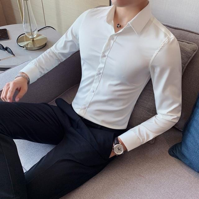 British Style Long Sleeve Shirt Men Clothing Fashion 2021 Autumn Business Formal Wear Chemise Homme Slim Fit Camisa Masculina