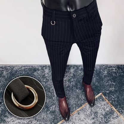 Men's Striped Suit Pants Ankle Trousers New Men's Formal Pants High Quality Business Fashion Casual Men's Clothing Dress Pants