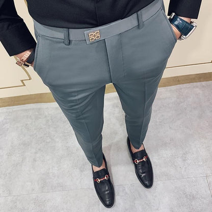 Pantalon Homme  Spring/Summer New Suit Pant Mens Korean Slim Business Formal Pants Black Gray Men Office Work Men Trousers