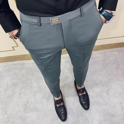 Pantalon Homme  Spring/Summer New Suit Pant Mens Korean Slim Business Formal Pants Black Gray Men Office Work Men Trousers