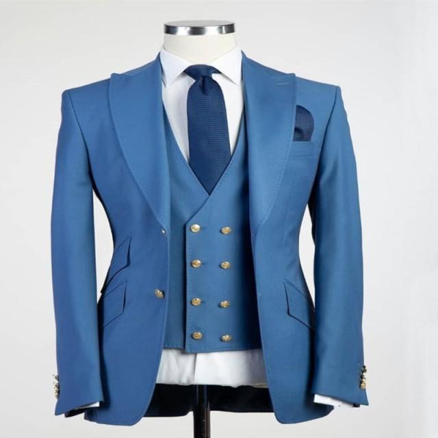 3 Pcs Set Suit Pants Vest Double breasted Custom Made / Fashion Men's Casual Boutique Business Groom Wedding Jacket Blazers Coat