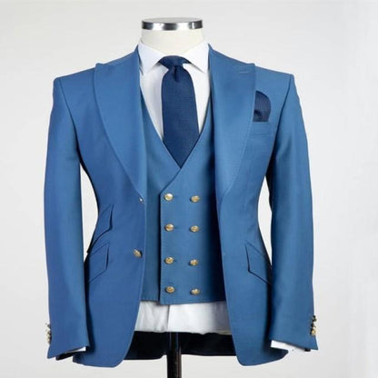 3 Pcs Set Suit Pants Vest Double breasted Custom Made / Fashion Men's Casual Boutique Business Groom Wedding Jacket Blazers Coat