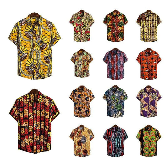 Men Dashiki Loose Blouse Fashion Tee Tops Bazin Riche African India Casual T Shirt Ankara Homme Short Sleeve Print Retro Clothes