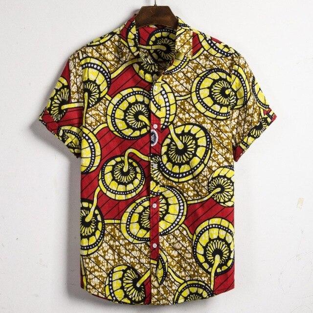 Men Dashiki Loose Blouse Fashion Tee Tops Bazin Riche African India Casual T Shirt Ankara Homme Short Sleeve Print Retro Clothes