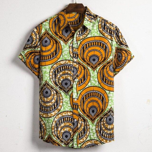 Men Dashiki Loose Blouse Fashion Tee Tops Bazin Riche African India Casual T Shirt Ankara Homme Short Sleeve Print Retro Clothes