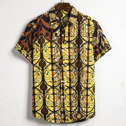 Men Dashiki Loose Blouse Fashion Tee Tops Bazin Riche African India Casual T Shirt Ankara Homme Short Sleeve Print Retro Clothes