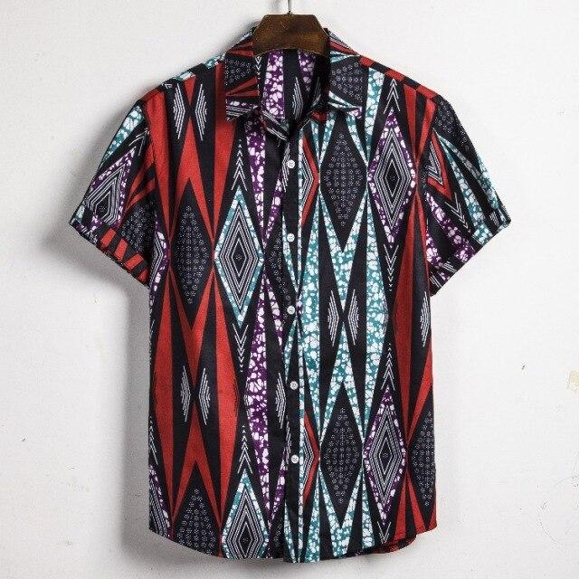 Men Dashiki Loose Blouse Fashion Tee Tops Bazin Riche African India Casual T Shirt Ankara Homme Short Sleeve Print Retro Clothes