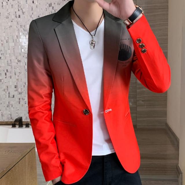 Men Blazer 2021 Spring New Colorblock Plaid Blazer Men Slim Casual Man Blazers Wedding Business Party Clothing Dress Men Coats