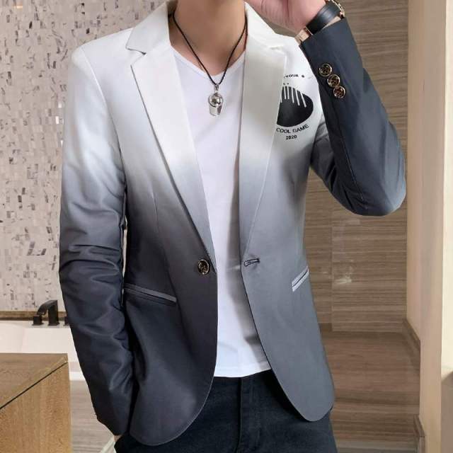 Men Blazer 2021 Spring New Colorblock Plaid Blazer Men Slim Casual Man Blazers Wedding Business Party Clothing Dress Men Coats