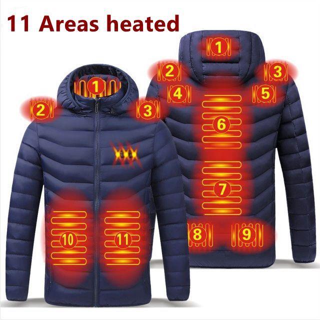 Men 9 Areas Heated Jacket USB Winter Outdoor Electric Heating Jackets Warm Sprots Thermal Coat Clothing Heatable Cotton jacket