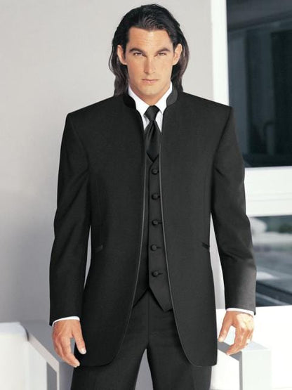 Handsome Classic Custom Made Black Wedding Suits For Men Groom Suit Three Piece Mens Suits  Slim Fit Groomsmen men Suit