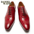 Luxury Men Oxford Shoes Men Dress Shoes Leather Italian Red Black Hand-polished Pointed Toe Lace up Wedding Office Formal Shoes