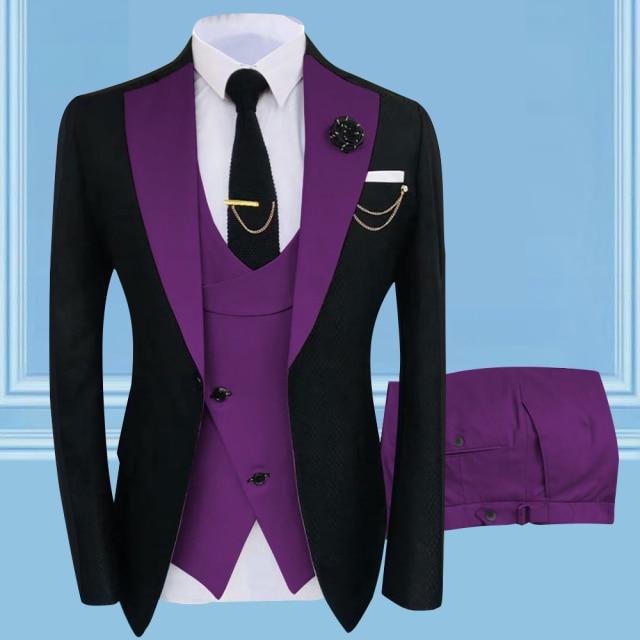 New Fashion Wedding Dress Luxury Design 3Pieces Men Suit Slim Fit Single Breasted Homme Costume Tuxedo High Quality Male Blazer