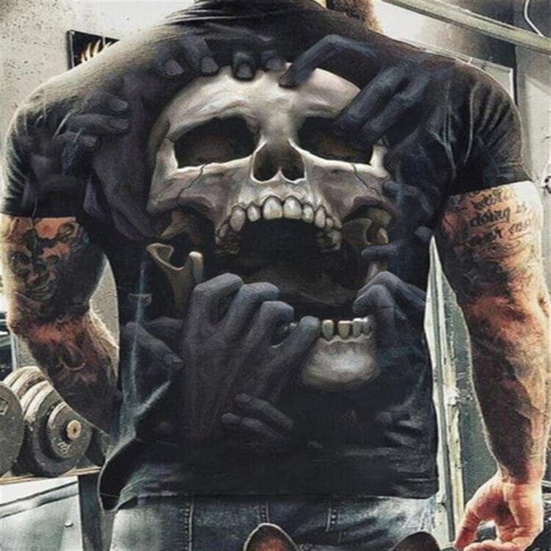 Fashion Summer Horror Skull 3D Print Men&#39;s T-Shirt O-Neck Short Sleeve Casual Breathable Oversized Male T Shirt Top Men Clothing