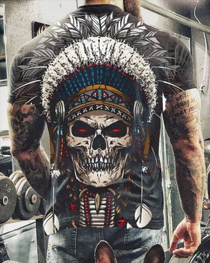 Fashion Summer Horror Skull 3D Print Men's T-Shirt O-Neck Short Sleeve Casual Breathable Oversized Male T Shirt Top Men Clothing