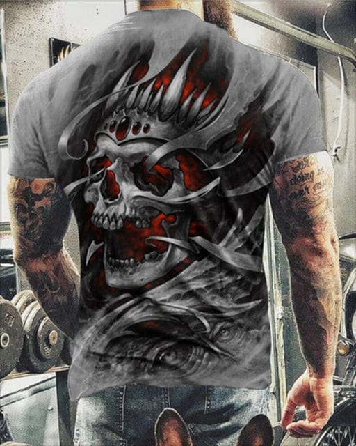 Fashion Summer Horror Skull 3D Print Men&#39;s T-Shirt O-Neck Short Sleeve Casual Breathable Oversized Male T Shirt Top Men Clothing