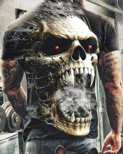 Fashion Summer Horror Skull 3D Print Men's T-Shirt O-Neck Short Sleeve Casual Breathable Oversized Male T Shirt Top Men Clothing