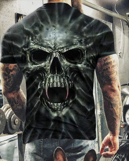 Fashion Summer Horror Skull 3D Print Men's T-Shirt O-Neck Short Sleeve Casual Breathable Oversized Male T Shirt Top Men Clothing