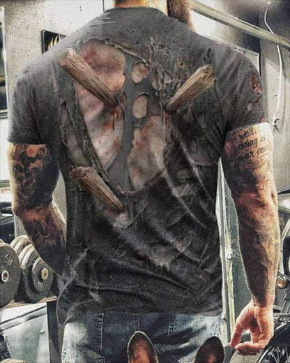 Fashion Summer Horror Skull 3D Print Men's T-Shirt O-Neck Short Sleeve Casual Breathable Oversized Male T Shirt Top Men Clothing