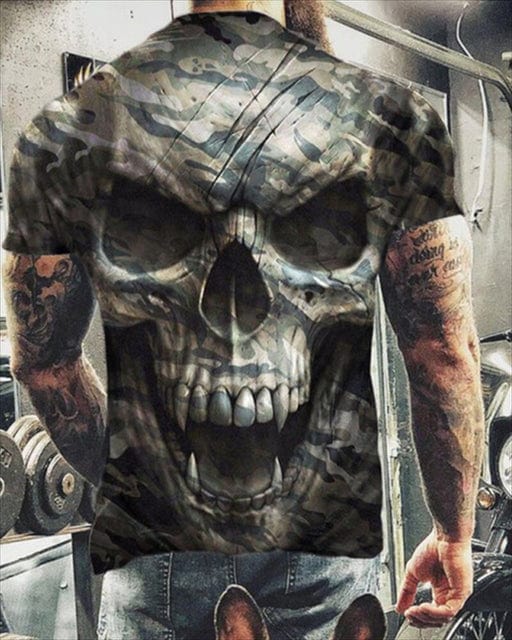 Fashion Summer Horror Skull 3D Print Men&#39;s T-Shirt O-Neck Short Sleeve Casual Breathable Oversized Male T Shirt Top Men Clothing