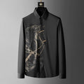 Brand Luxury Rhinestone Men's Shirt  Autumn Long Sleeve Slim Casual Shirts Business Social Formal Dress Shirts Streetwear