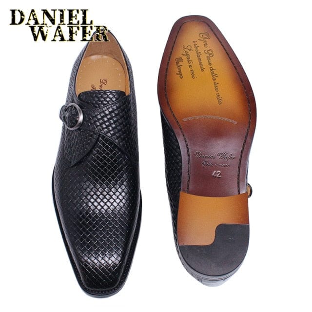 Men's Genuine Leather Monk Strap Loafers Slip-On