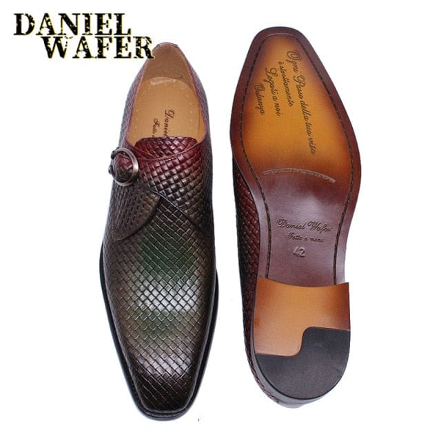 Men's Genuine Leather Monk Strap Loafers Slip-On