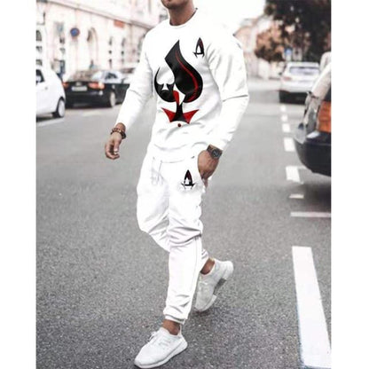 Spring Autumn Men's Set Casual Sportswear Fashion Male Running Suit Men Long-sleeved T-shirt+Sports Trousers 2-Piece Plus Size