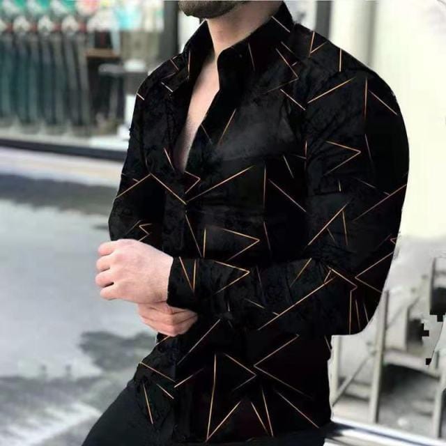 Fall 2021 New Men's Shirt Long Sleeve Tees Tops Gradient Color Polka Dot Print Shirt Extra Large Single Shirt For Men Clothing