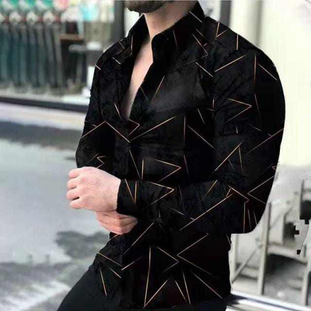Fall  New Men's Shirt Long Sleeve Tees Tops Gradient Color Polka Dot Print Shirt Extra Large Single Shirt For Men Clothing