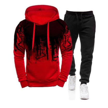 Men's Set Hoodie Sets Men Tracksuit Sportswear Hoodies+Sweatpant 2 Pieces Autumn Winter Male Warm Clothing Pullover Sweatshirts