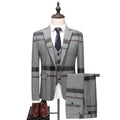Men's Wedding Plaid Blue Gray Blazers Jacket Pants Vest 3 Pcs Set  202 Slim Fit Business Tuxedo Dress Classic Formal Suits Coat