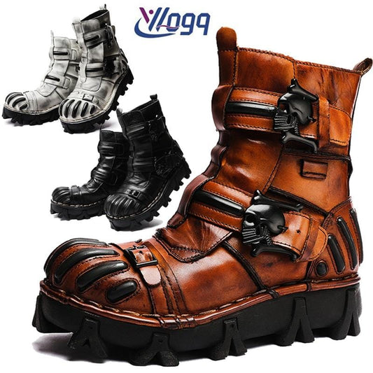 Fashion Men Motorcycle Boots Itali Riding Boot Winter Ankle Boots Military Boot Genuine Leather Safety Shoe Western Boots Cowboy