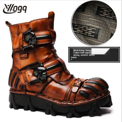 Fashion Men Motorcycle Boots Itali Riding Boot Winter Ankle Boots Military Boot Genuine Leather Safety Shoe Western Boots Cowboy