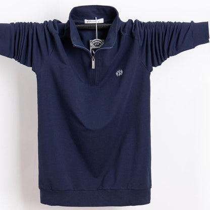 Men Polo Shirt  Pure Cotton Men Business Casual Male Polo Shirt Autumn Long Sleeve Stand Collar Polo Shirt Plus Size 5XL 6XL